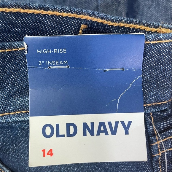 NWT!  Girls Old Navy high rise dark denim shorts adjustable waist size 14 - Picture 9 of 10